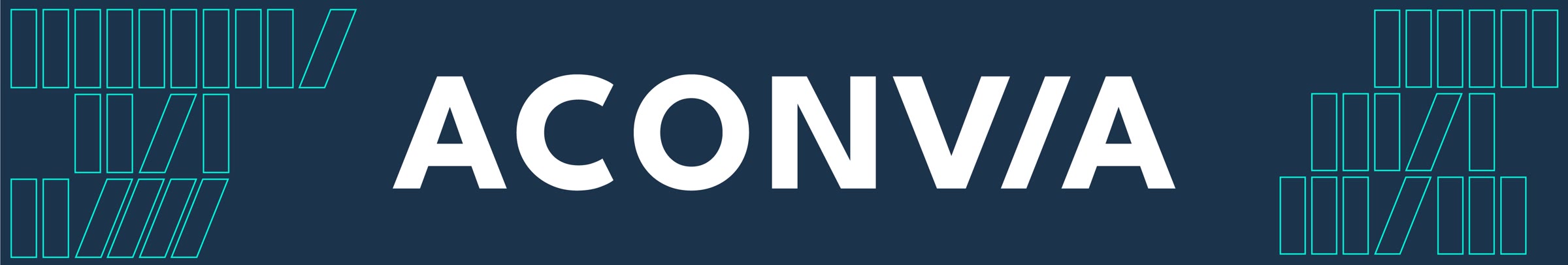 Aconvia, LinkedIn Titelbild mit Logo und Rastermuster