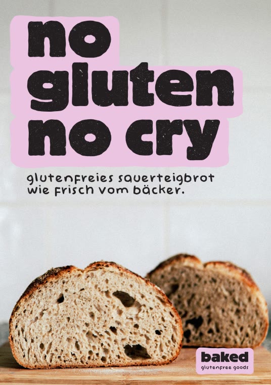 Baked, Plakat „no gluten no cry“