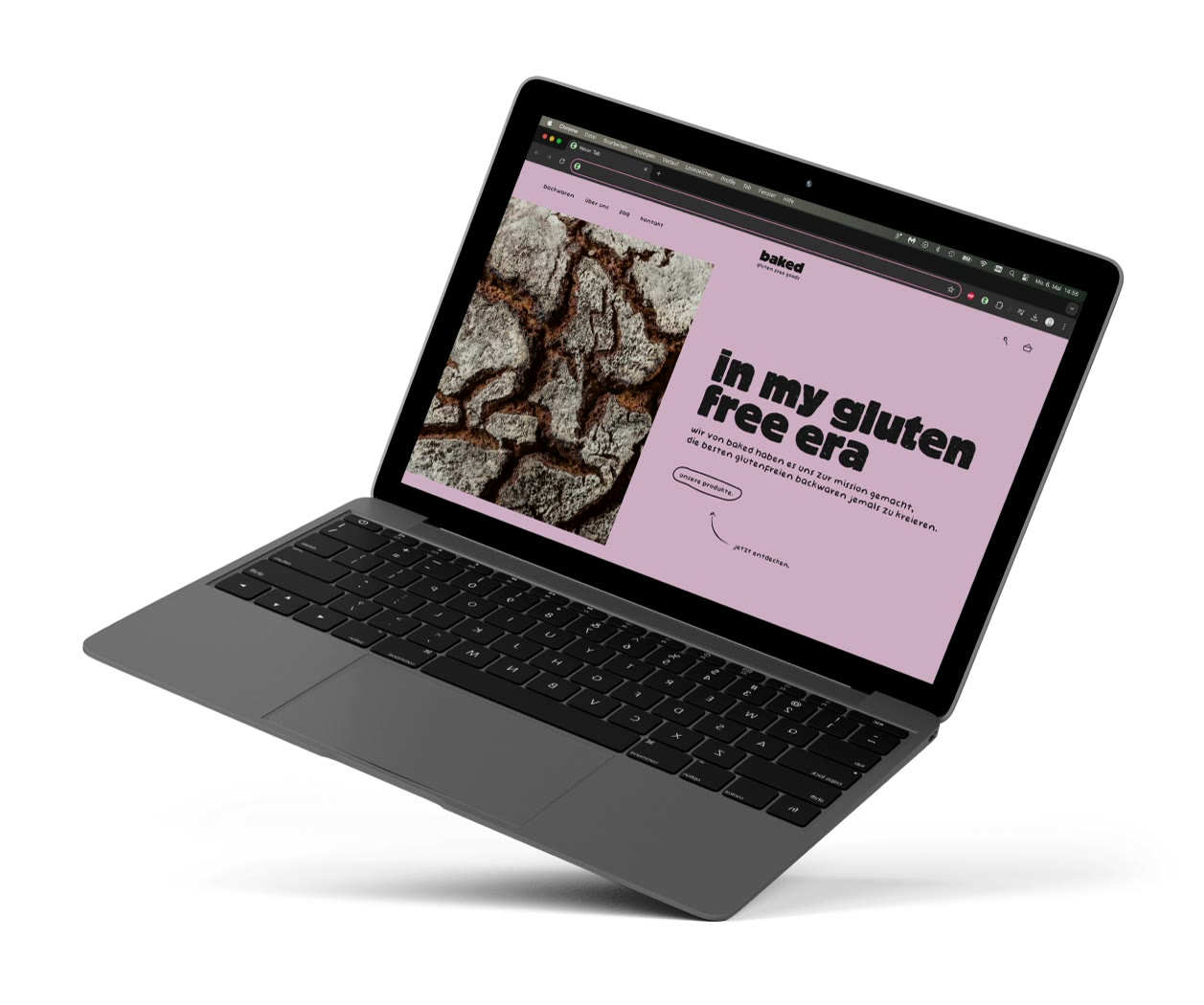 Baked, Website auf dem Laptop