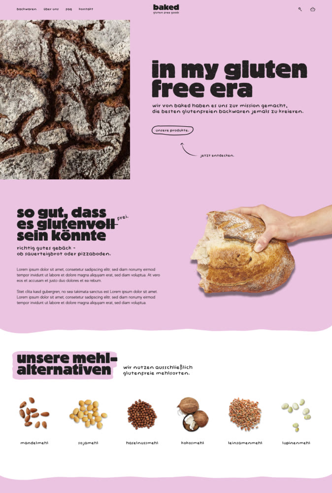 Baked, Website, Startseite