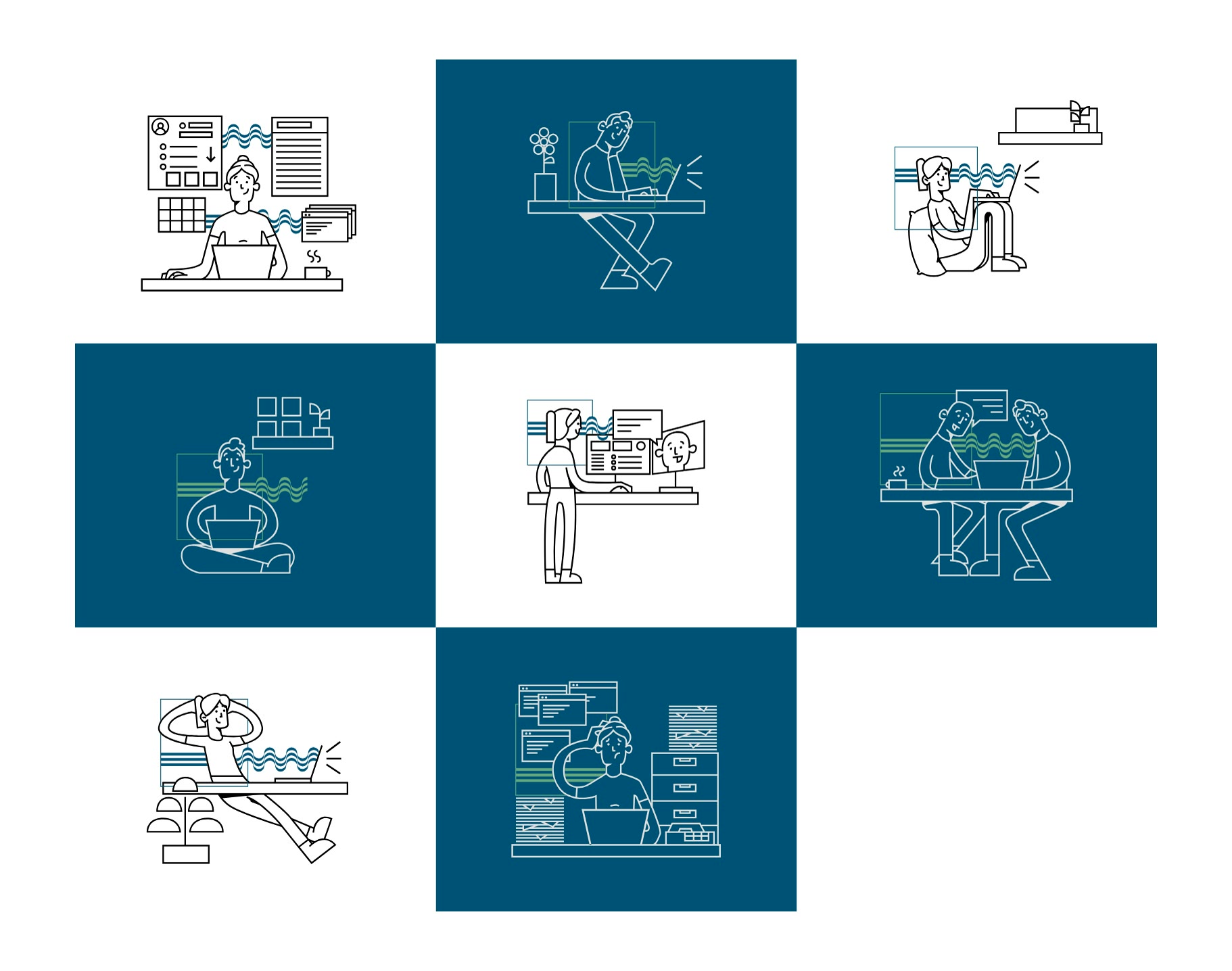 be.care solutions, Illustrationsset mit Key-Situationen