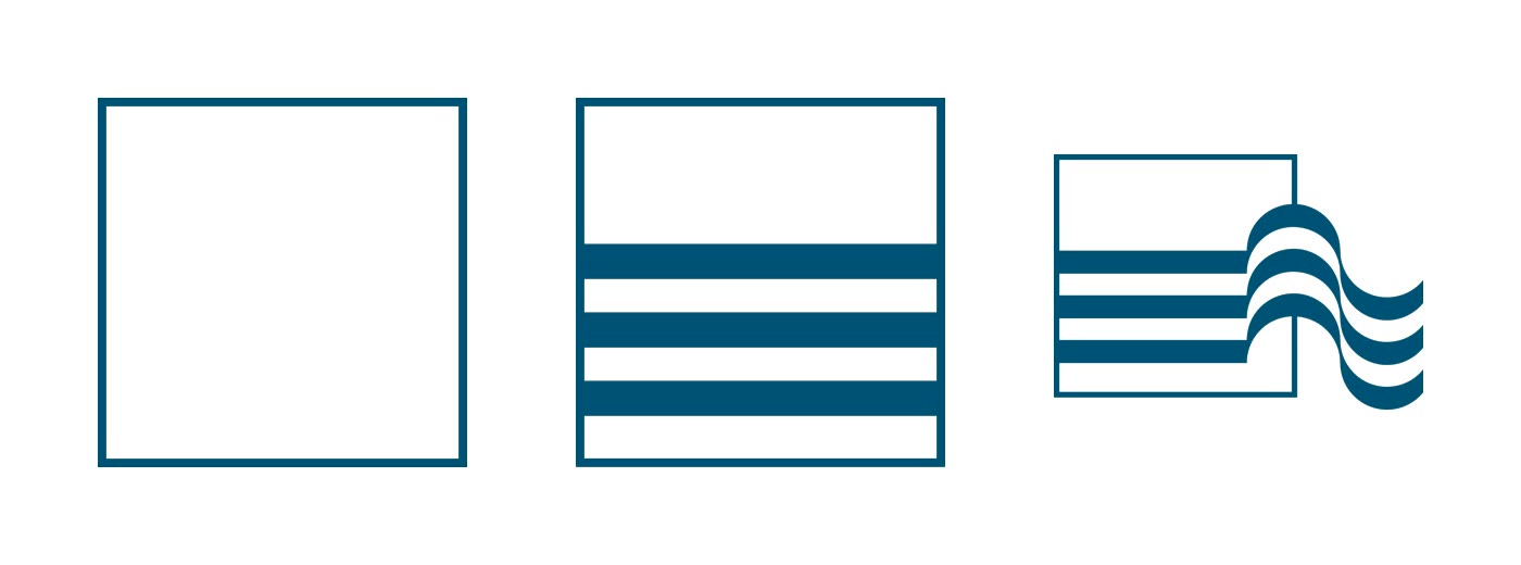 be.care solutions, Herleitung der Bildmarke vom Quadrat zur Welle