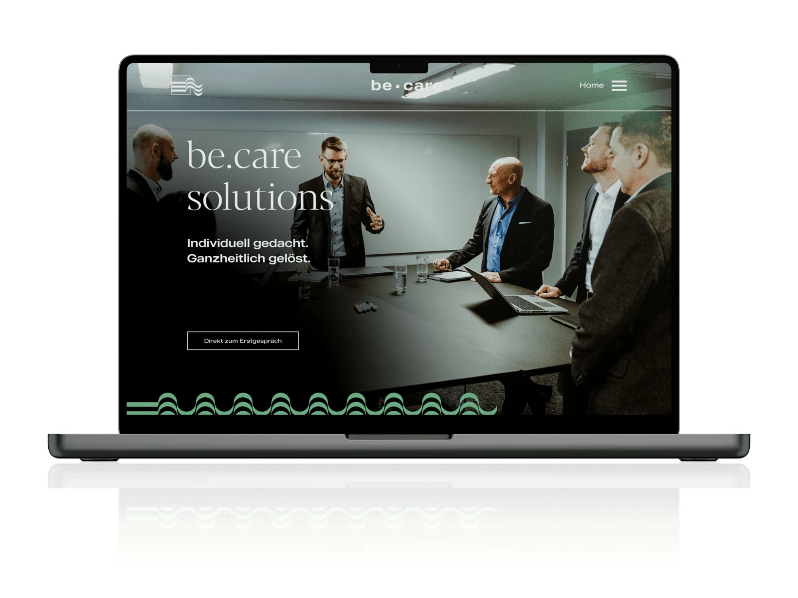 be.care solutions, Website auf dem Laptop