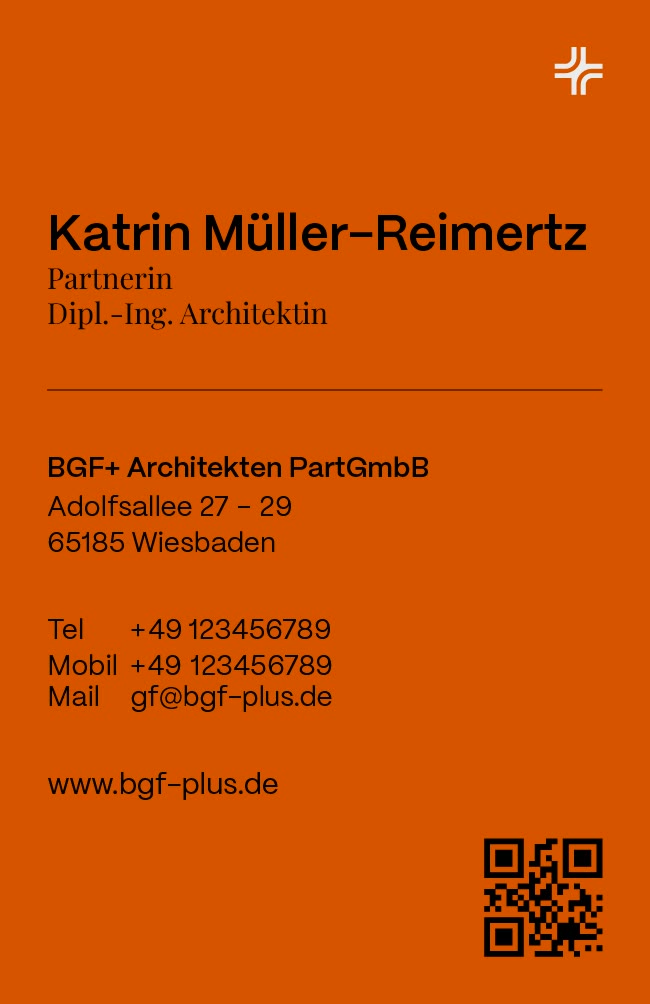 BGF+, Visitenkarte im Hochformat