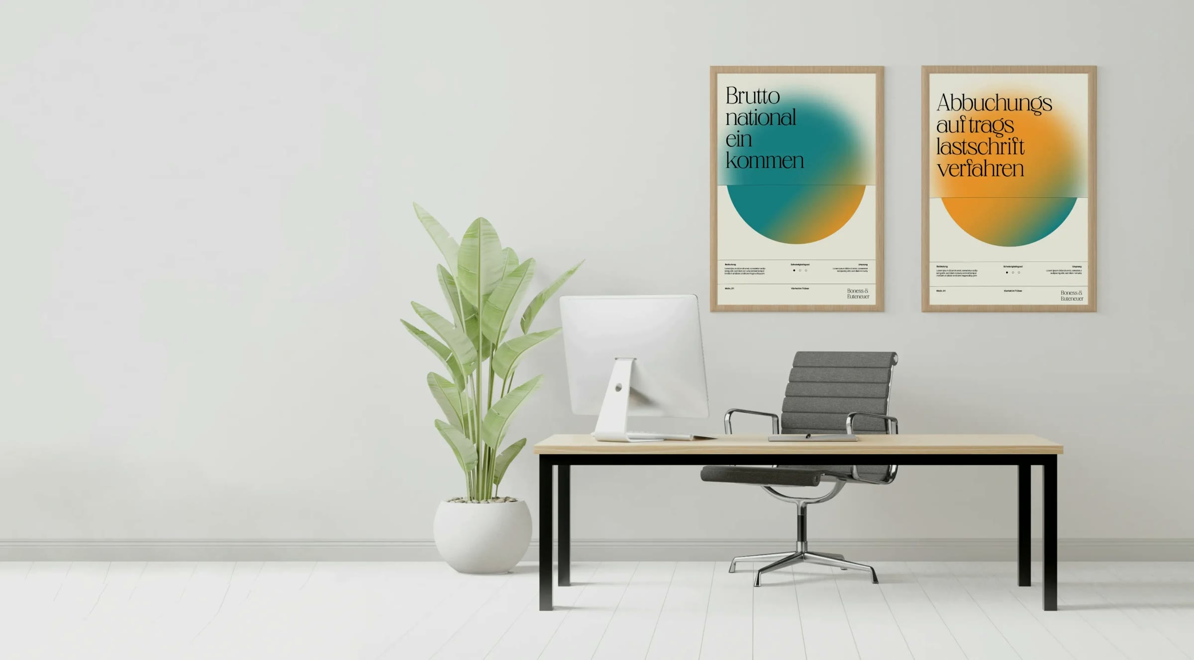 Boneß & Euteneuer, Poster mit Designsystem im Kanzleibüro