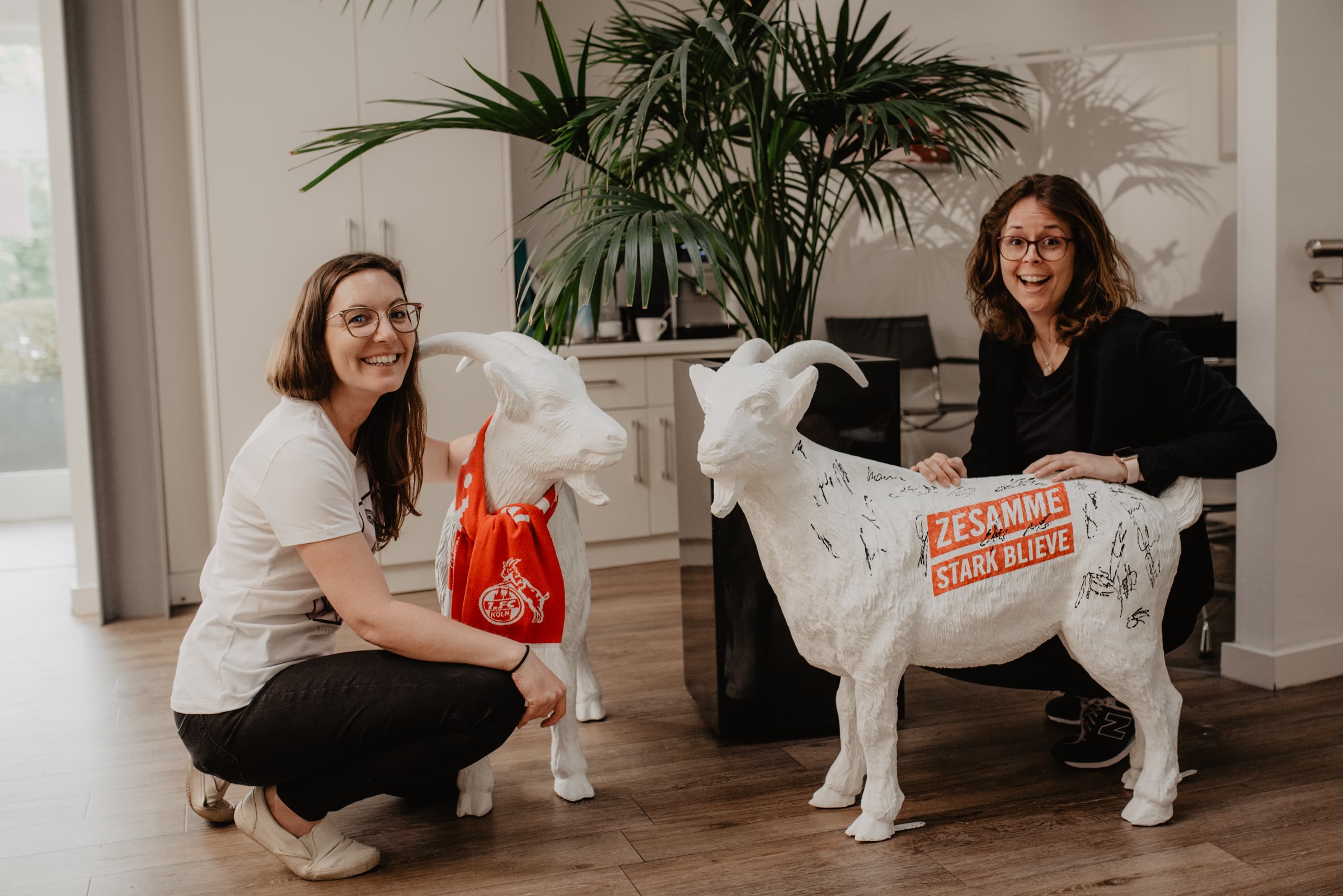 Boneß & Euteneuer, Steuerberatungskanzlei Köln, Team mit dem Geißbock-Maskottchen