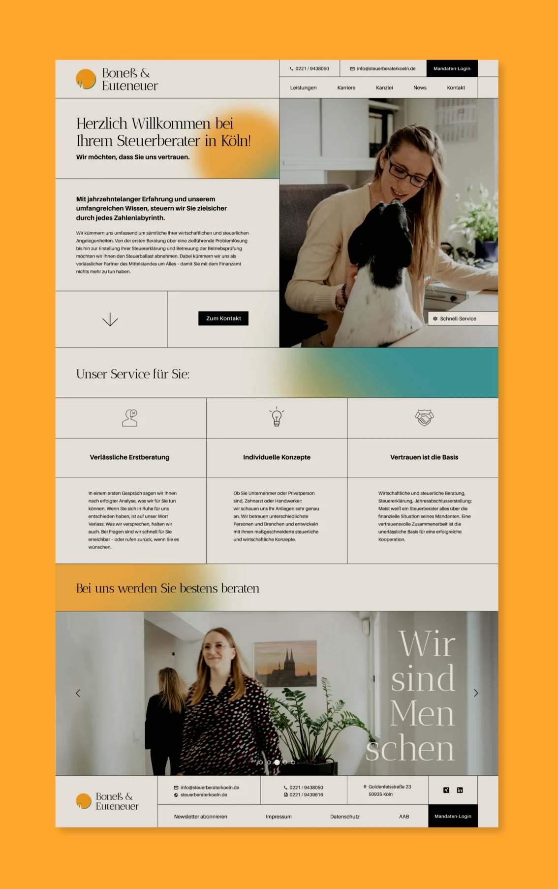 Boneß & Euteneuer, Startseite der Website