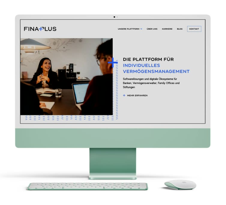 Finaplus, Website auf dem iMac