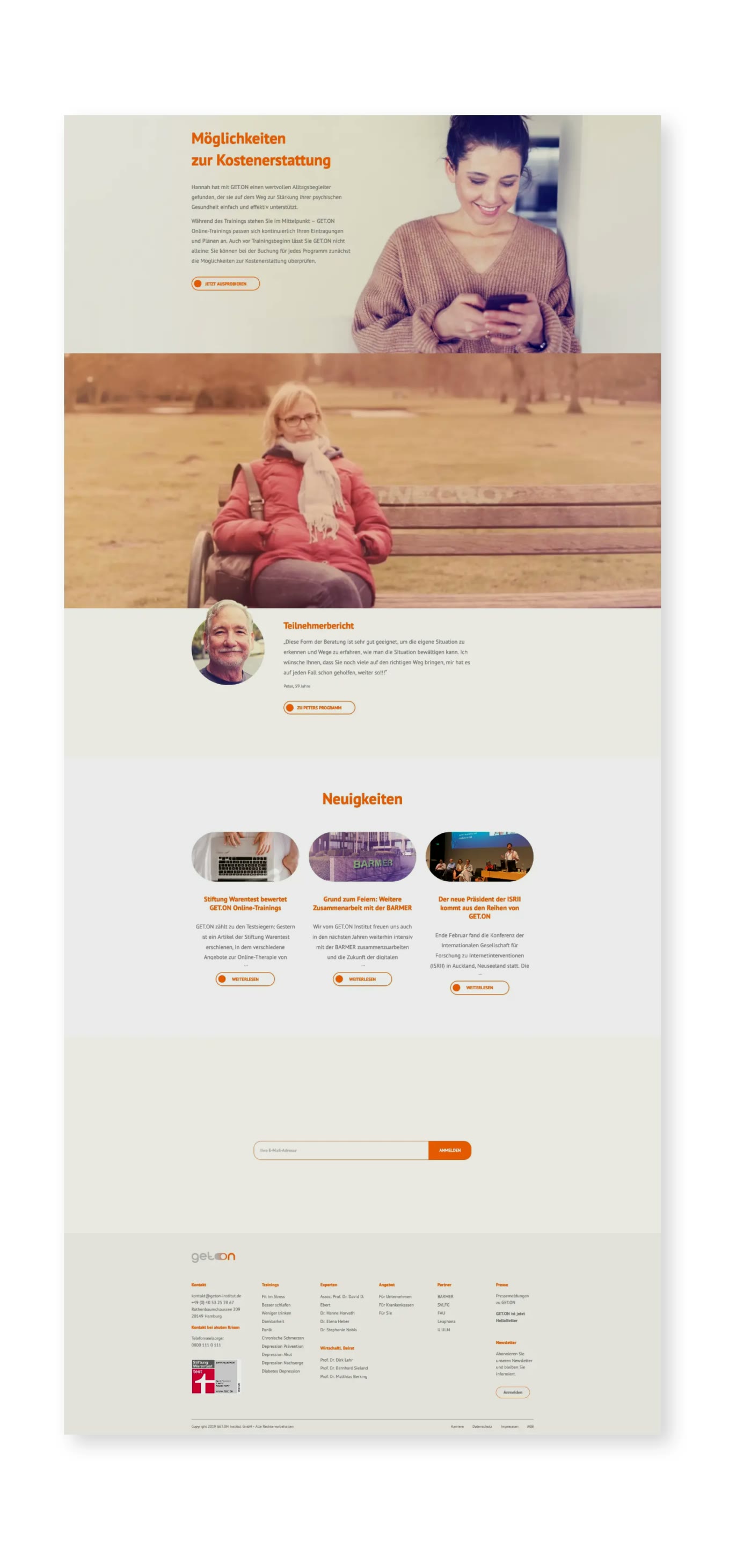 GET.ON, Website, Unterseite