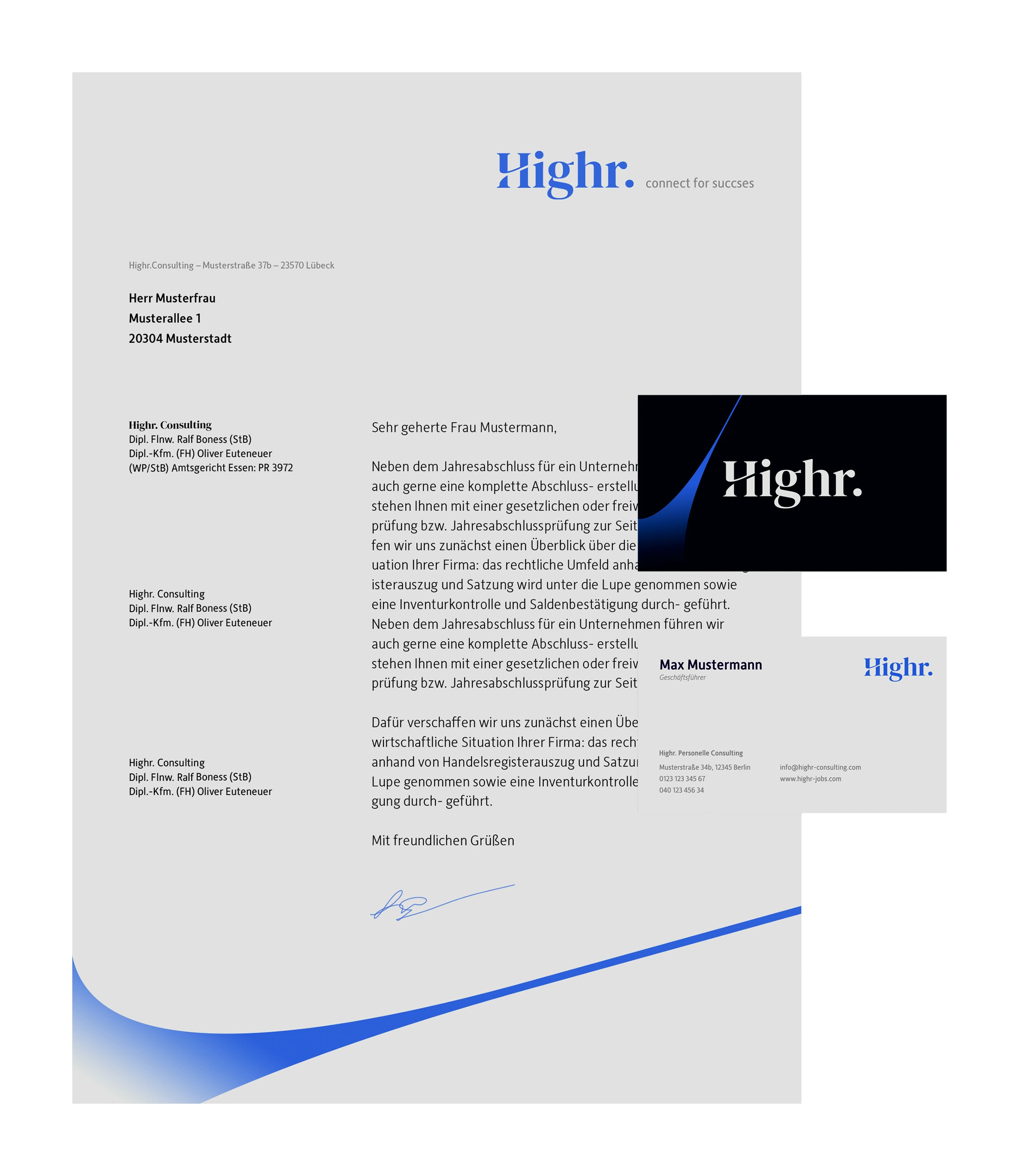 Highr. Briefbogen und Visitenkarten