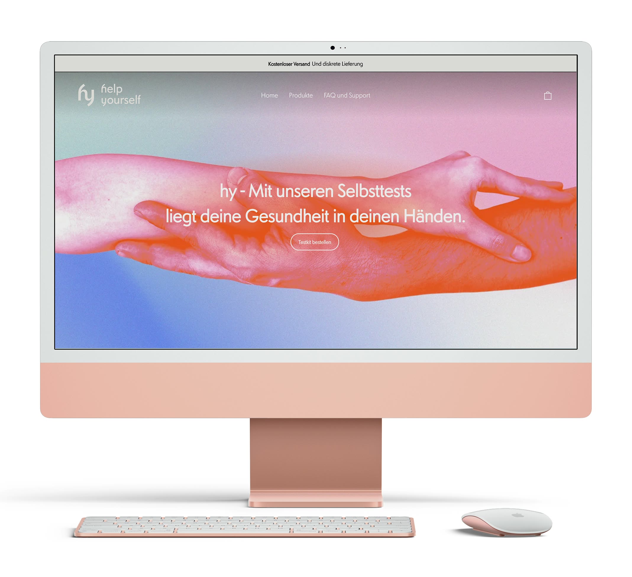 hy, Website auf dem Desktop
