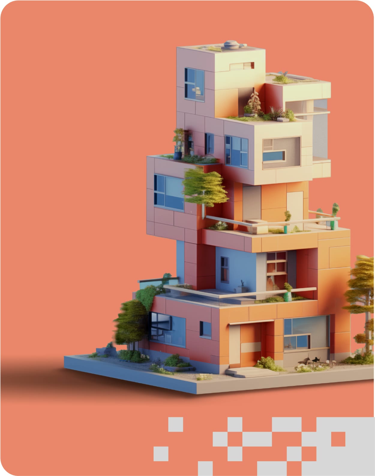 Immofolia, Keyvisual-Kit: miniaturisierte Immobilienwelt