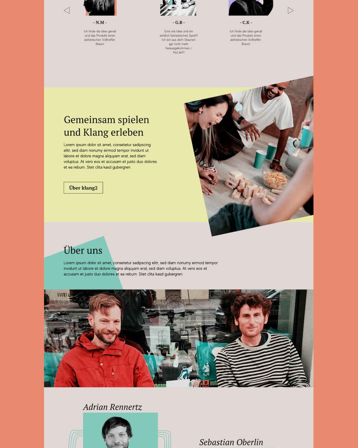 Klang², Website mit Team und Shop