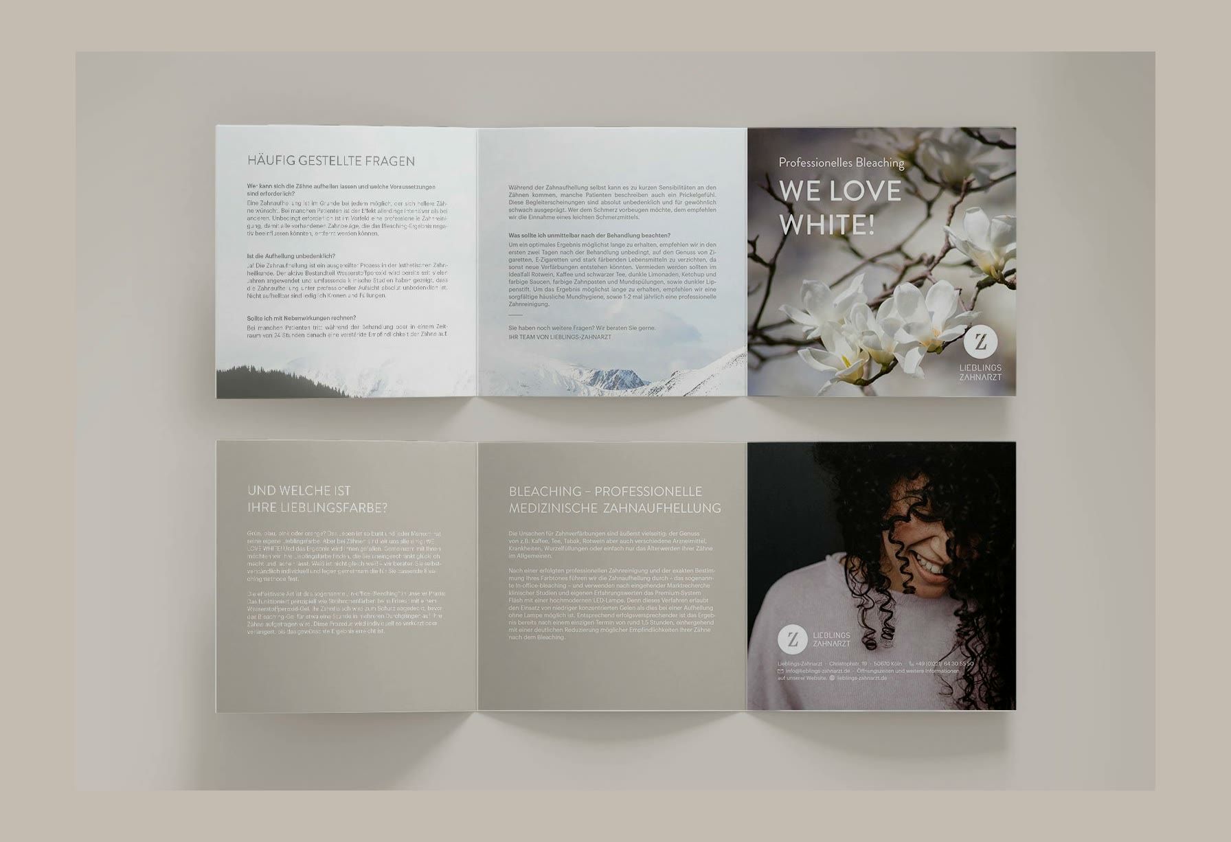 Lieblings-Zahnarzt, Infoflyer „We love white“