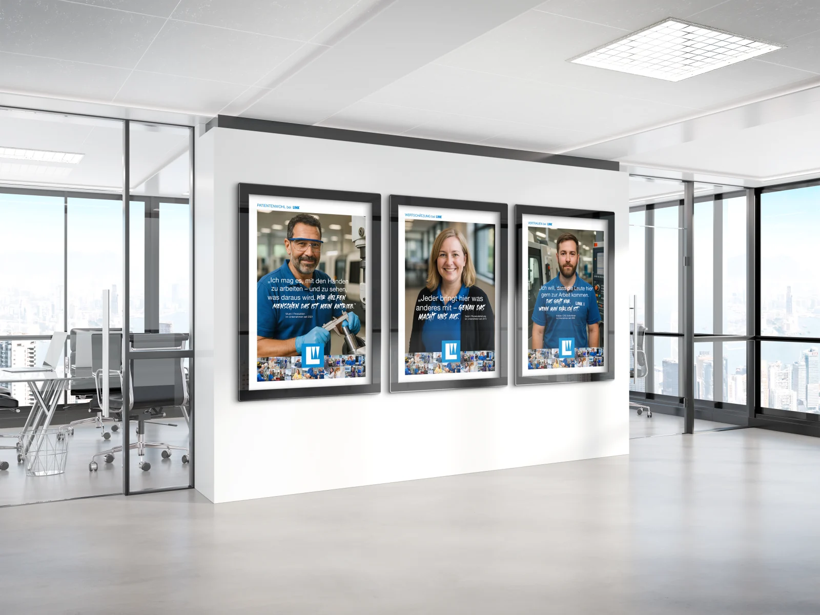 LINK, Employer-Branding-Poster im Foyer
