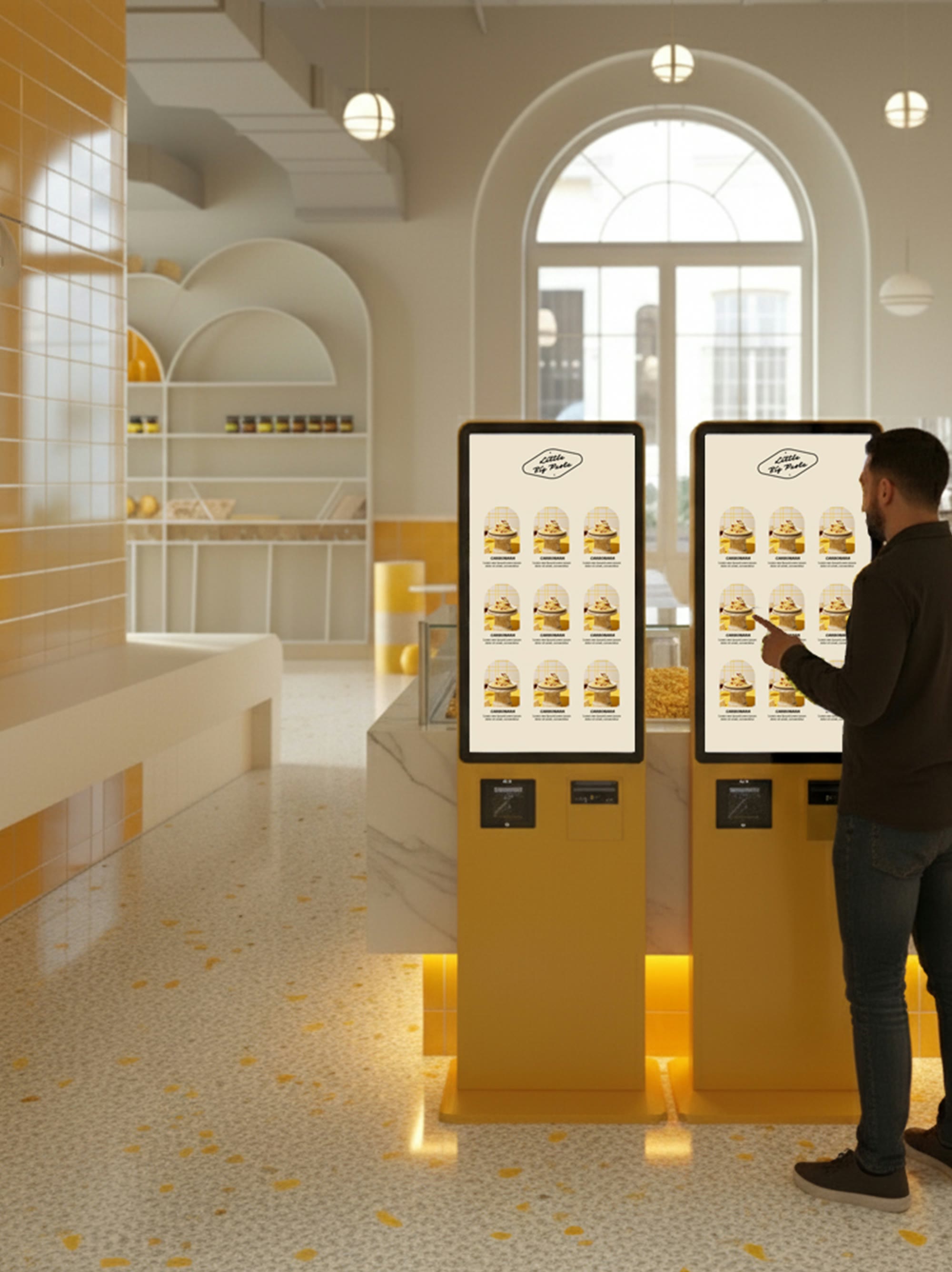 Little Big Pasta, Raumkonzept mit Orderterminals