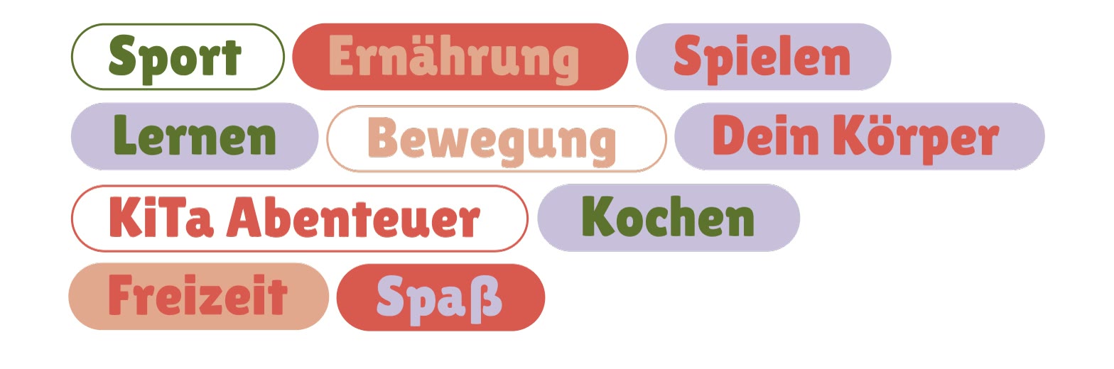Luis + Lea, Themenwelt: Sport, Ernährung, Spielen, Lernen