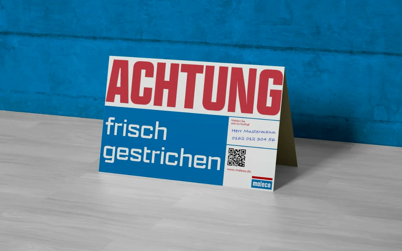 Maleco, Aufsteller „Achtung frisch gestrichen“