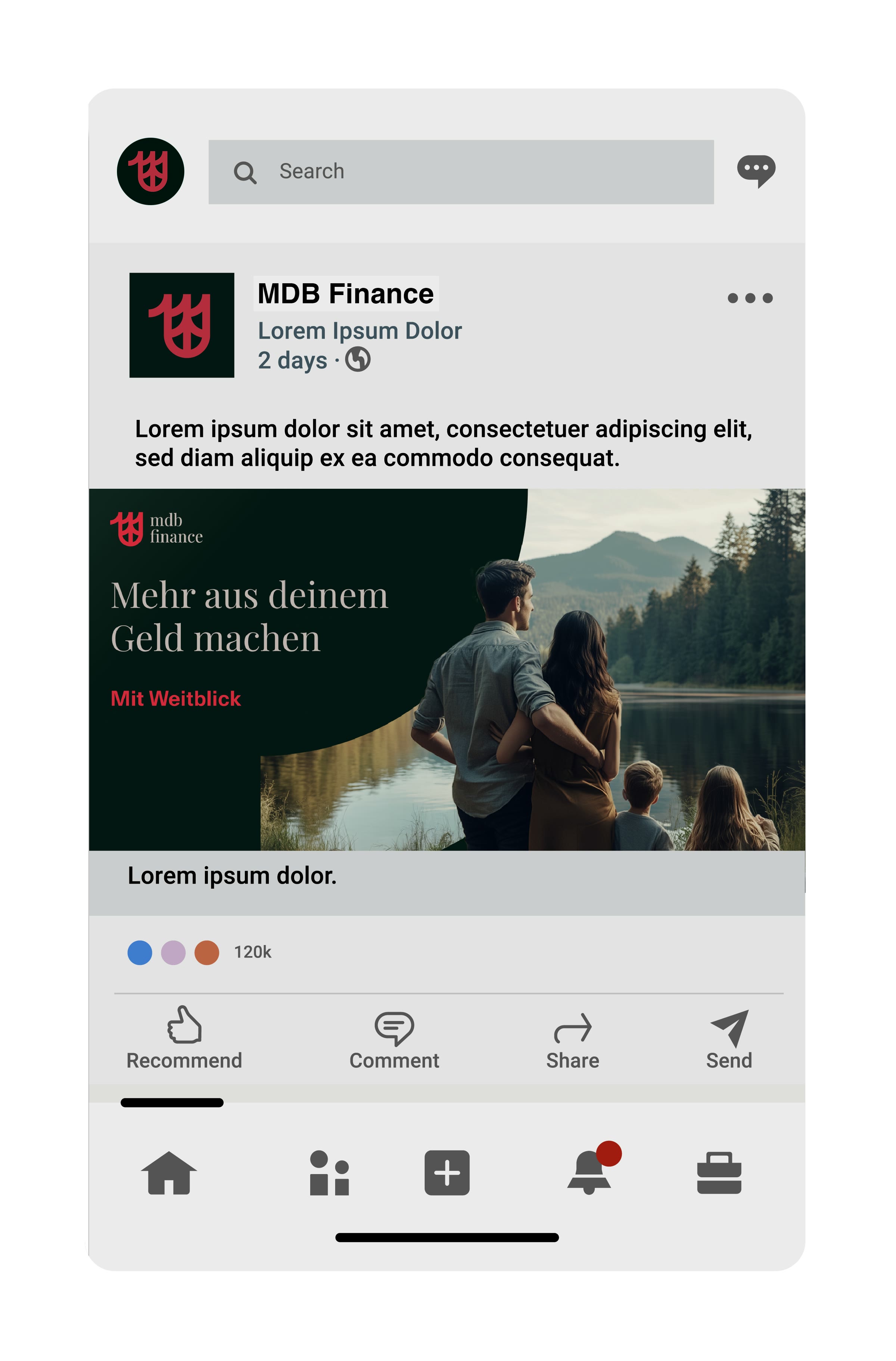 mdb finance, LinkedIn auf dem Smartphone