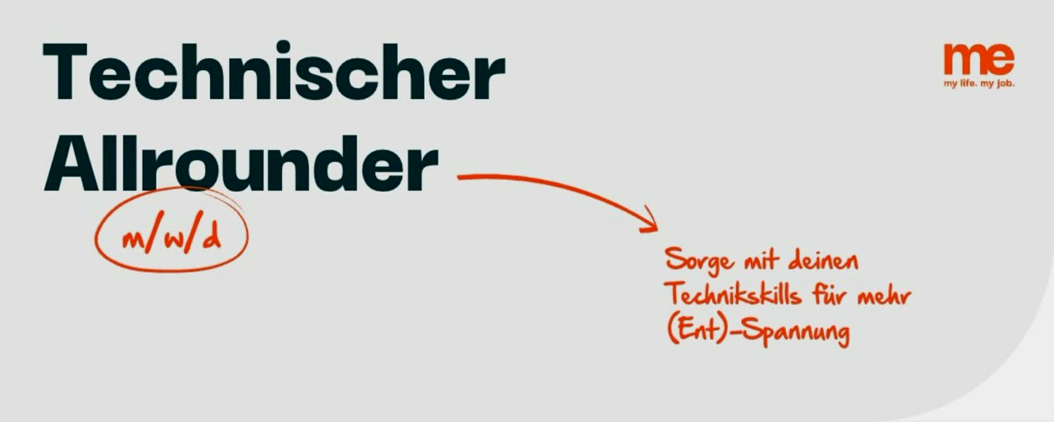 me, Stellenanzeige „Technischer Allrounder“ mit Scribble-Note