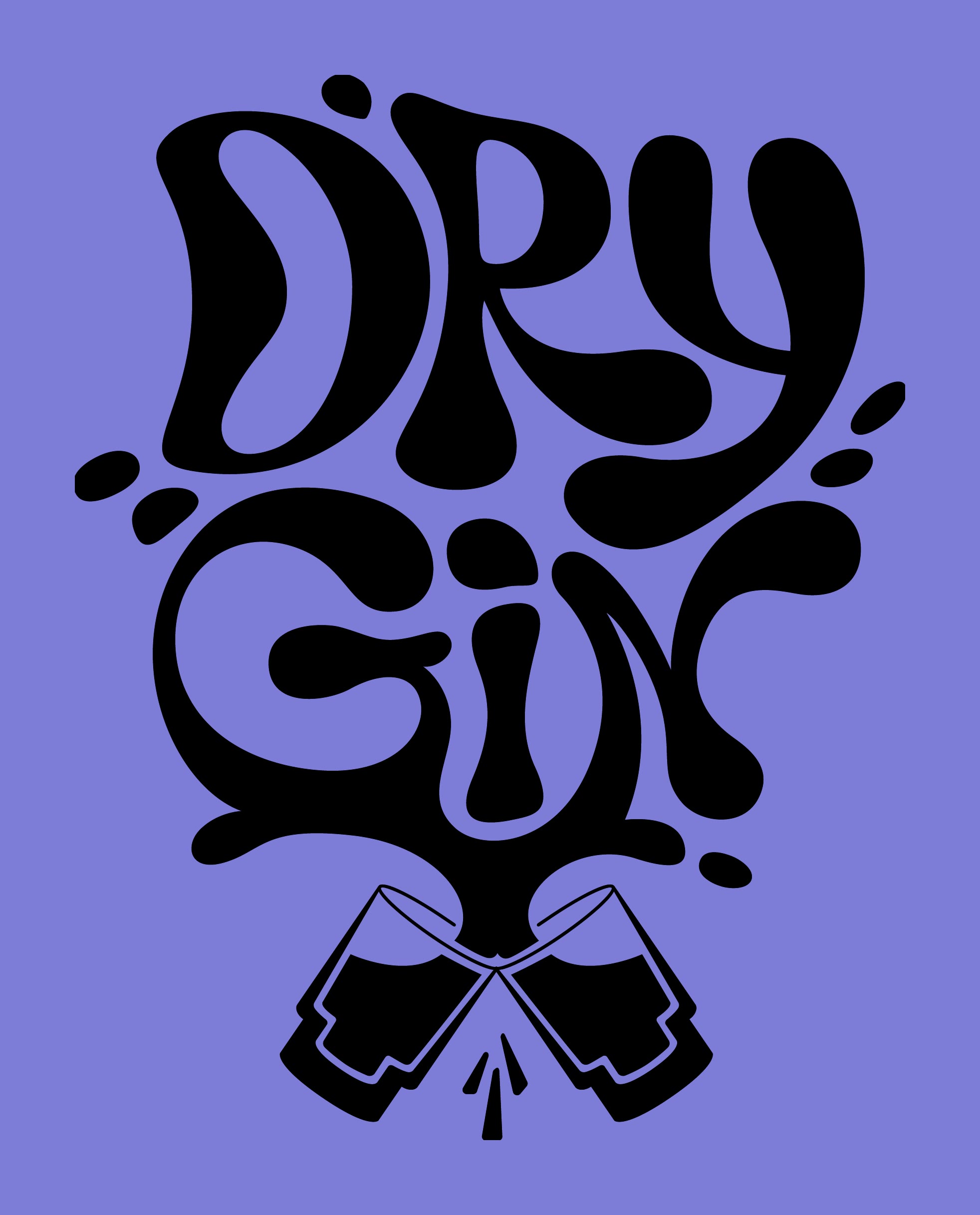 Noveltea, typografisches Keyvisual „Dry Gin“ auf Lila