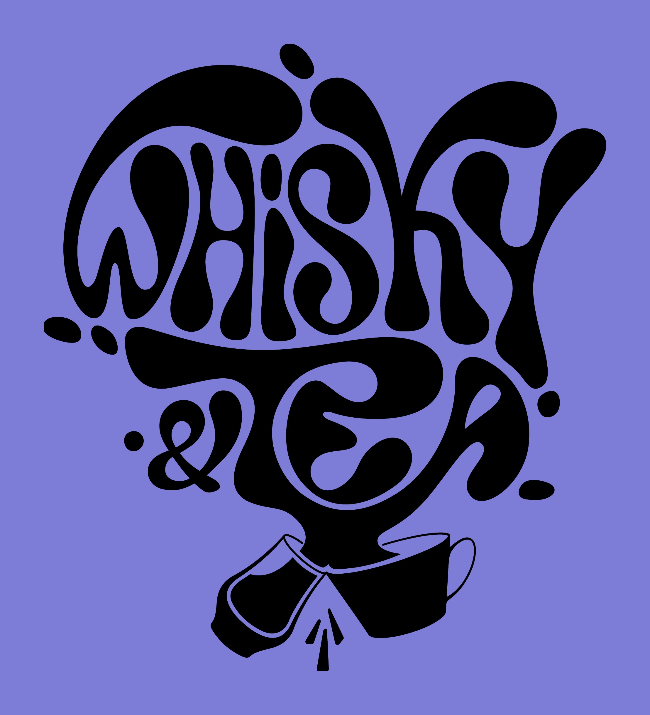 Noveltea, typografisches Keyvisual „Whisky & Tea“ auf Lila