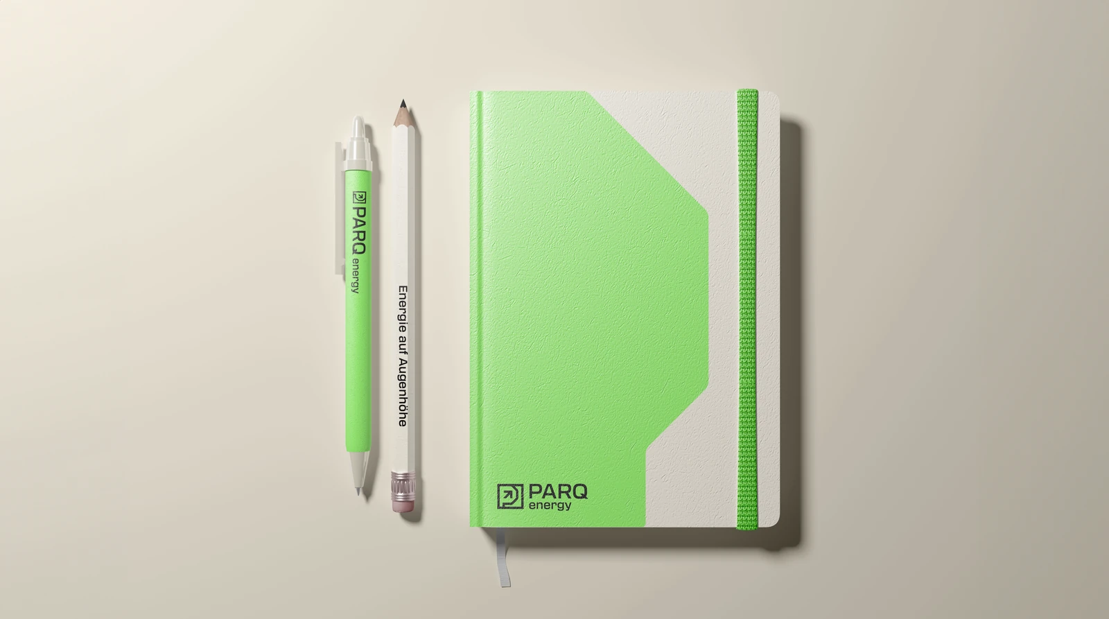 PARQ Energy, Notizbuch und Schreibgeräte