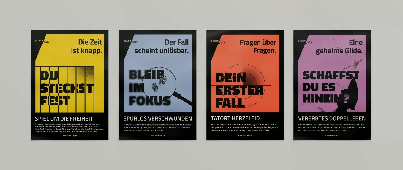pause / play, Plakatserie mit vier Motiven