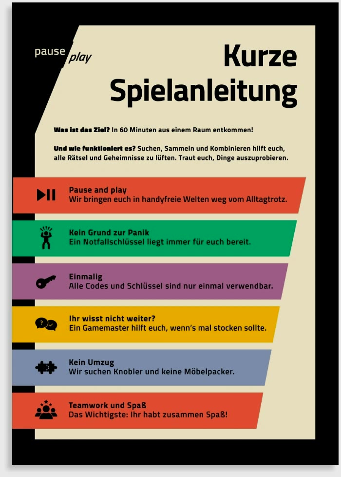 pause / play, Spielanleitung im Eingangsbereich