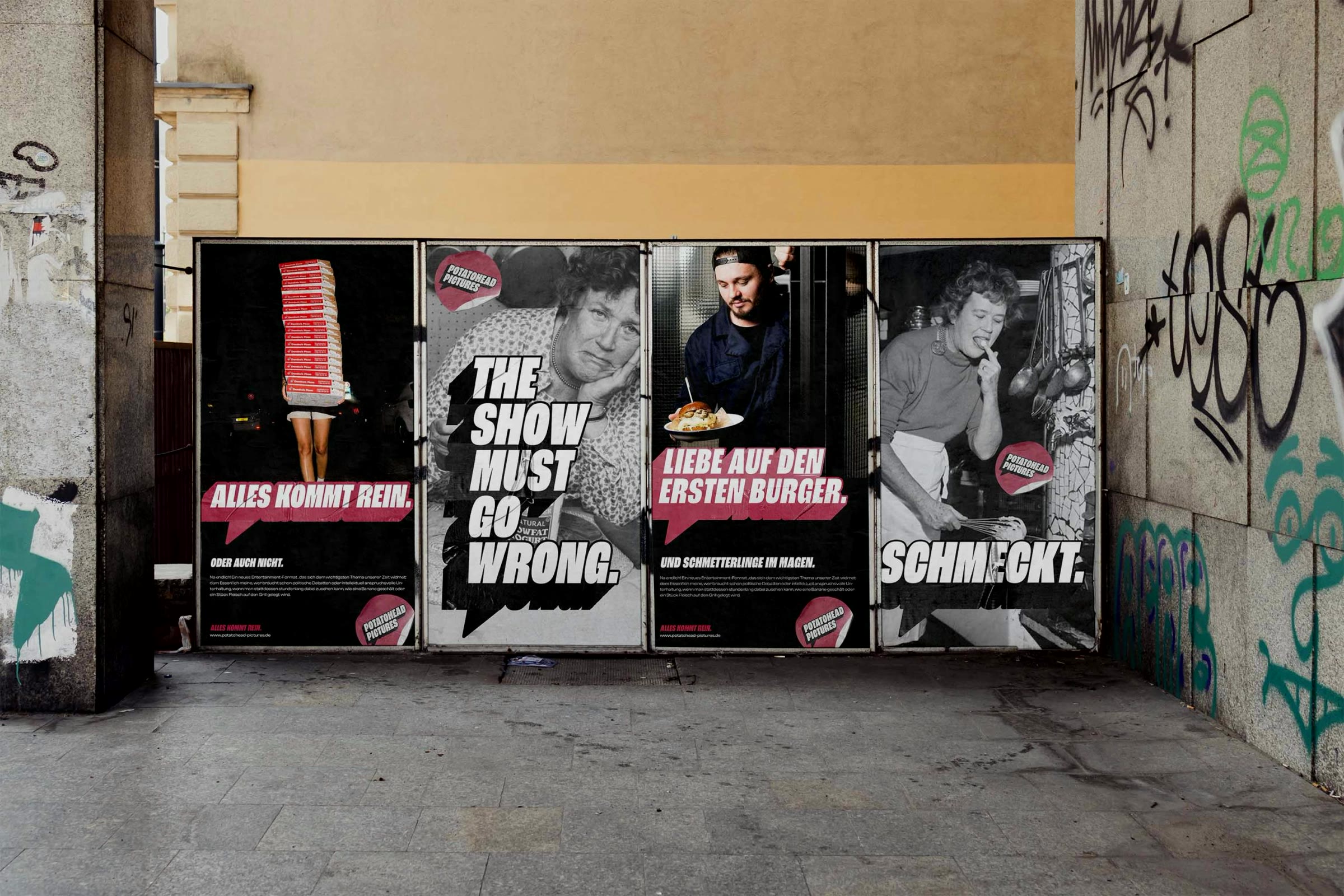 Potatohead Pictures, Plakatserie der Kampagne an einer Wand