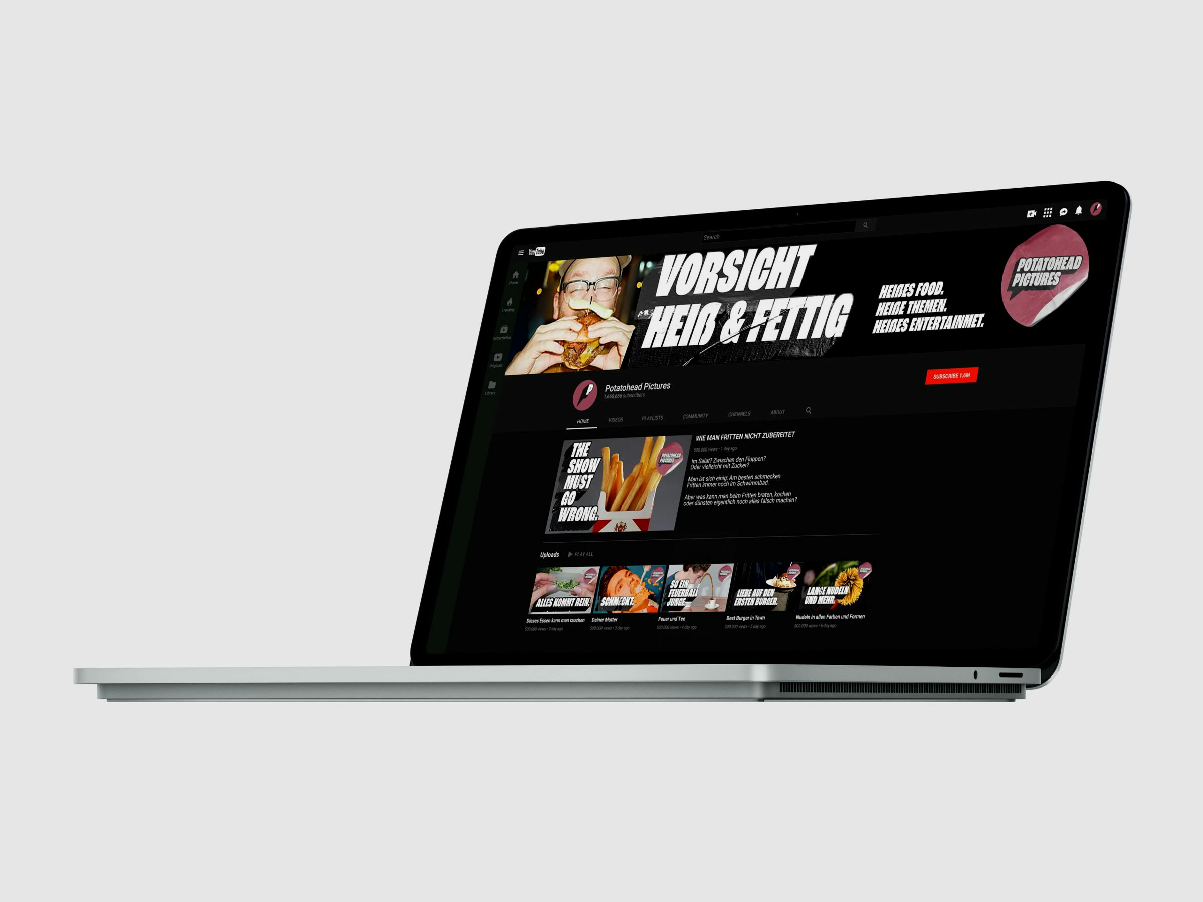 Potatohead Pictures, YouTube-Kanal auf dem Laptop