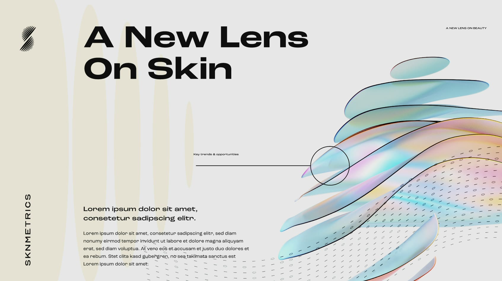 SKNMETRICS, Präsentationsfolie „A New Lens On Skin“