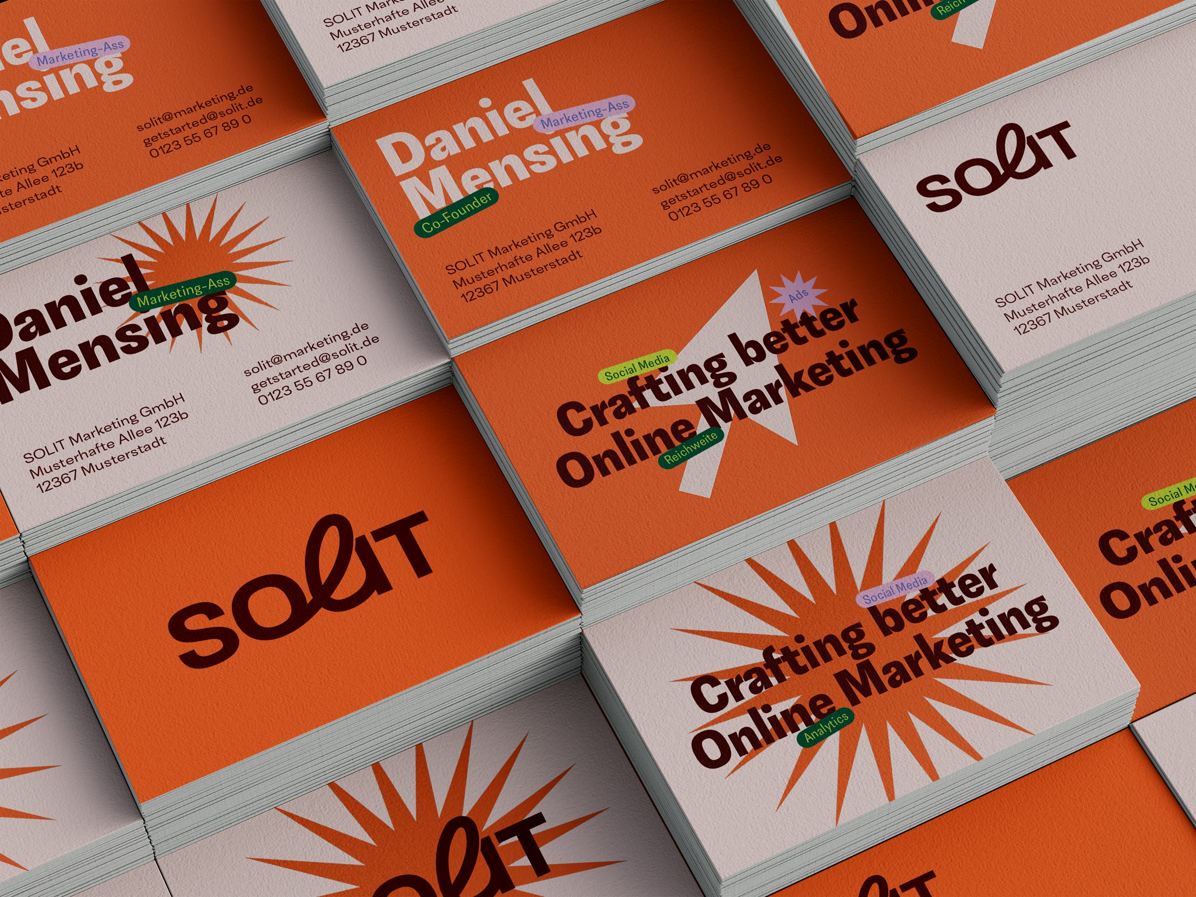 SOLIT Marketing, Visitenkarten in Orange und Rosé