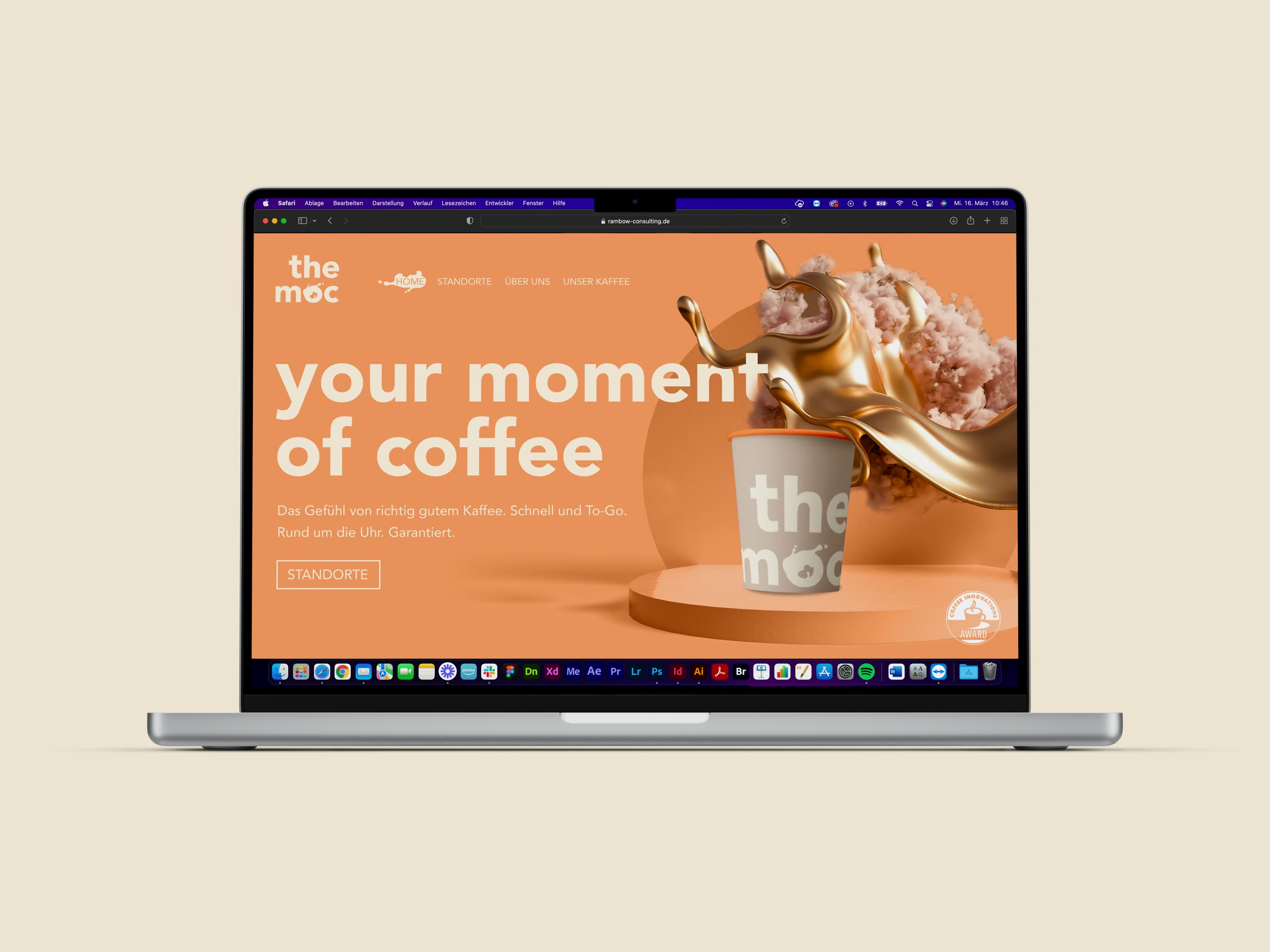 the moc, Website auf dem Laptop