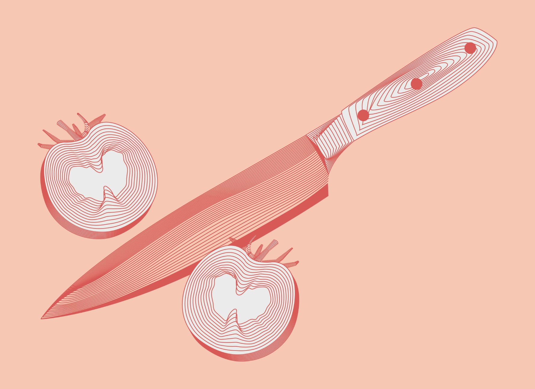 we:celebrate, Illustration Messer und Tomaten